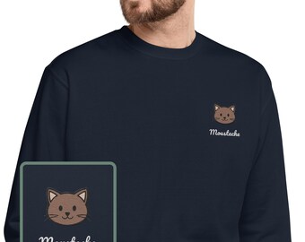 Brown Cat Sweater, Embroidery Cat Sweat, Brown Cat Dad, 100% Organic Cotton, Vegan And Ethic Sweatshirt