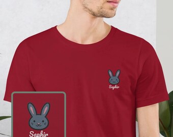 Little Grey Rabbit, Rabbit Portrait Custom, Rabbit Loss Gift, 100% Organic Cotton, Vegan And Ethic T-Shirt