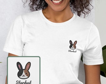 Cute Brown Rabbit, Embroidered Bunny Rabbit, Rabbit Person Gift, 100% Organic Cotton, Vegan And Ethic T-Shirt