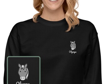 Embroidered Horse Sweatshirt, Gray White Horse, Horse Loss Memorial, 100% Organic Cotton, Vegan And Ethic Sweatshirt