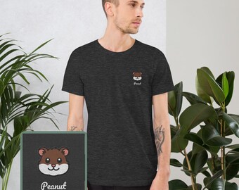 Hamster Embroidery, Custom Hamster Gift, Hamster Memorial Gift, 100% Organic Cotton, Vegan And Ethic T-Shirt