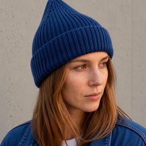 Ribbed Beanie Knitting Pattern PDF Unisex Hat Fold Over Cuff Watch Cap Beginner