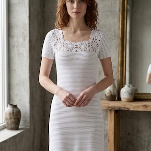 Boho White Lace Midi Dress - Etsy