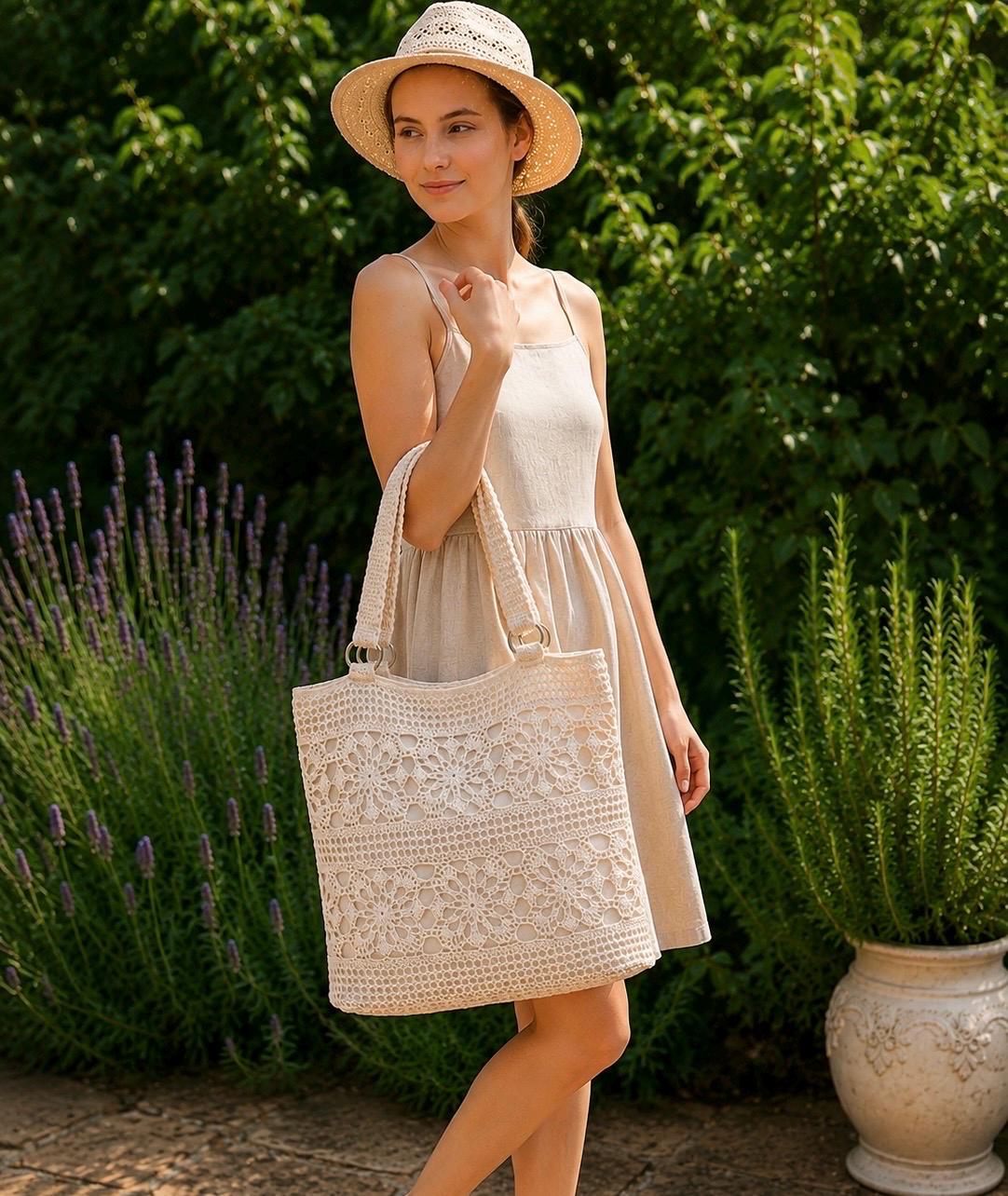 Ismere Crochet Tote Bag Pattern PDF, Lace Market Bag Pattern, Summer Shoulder ...