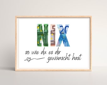 Geldgeschenk Geschenk zum Geburtstag NIX Personalisierbar Geburtstagskarte Download Ausdrucken Birthday Bild 18 25 30 40 50 60 PDF