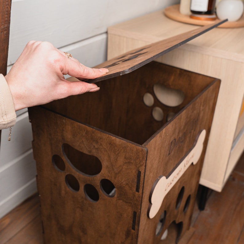 Personalized Dog Toy Box, Dog Toy Storage Wood, Custom Dog Toy Bin, Pet