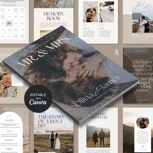 Bewerkbare bruiloft tijdschriftsjabloon | Canva-programma (digitale download)