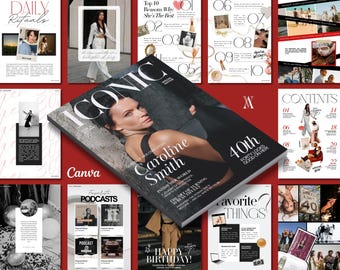 Geburtstag Magazin Vorlage, Benutzerdefinierte Vogue-Style Freundschaftsgeschenk, bearbeitbares digitales & druckbares Andenken für Bestie, Girly Magazine Design