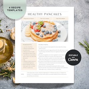 Modèle de recette, livre de recettes imprimable, modèle de recette modifiable sur toile, modèle de livre de recettes simple et épuré, séparateur de recettes