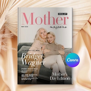 Mother's Day Magazine Template, Canva Editable Digital Download, Personalized Gift for Mom from Daughter, Family Photo Keepsake, image 2