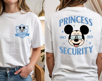 Comfort Colors Retro Disneyland Dad Shirt, Two-Sided Mickey Mouse Princess Security, Since 2025 Shirt, Pocket Design Shirt, Front & Back Tee