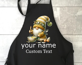 Cute Custom Personalized Gnome Apron, Custom Name Apron, Christmas Baking Apron, Cute Kitchen Gift, Holiday Chef Apron, BBQ Cooking Apron.