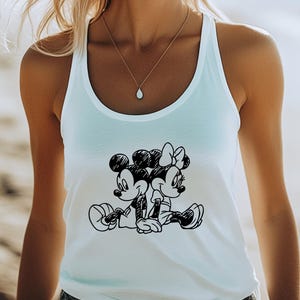 Disney Mickey Minnie Racerback, Disney Racerback, Sketch Tank Top, Disneyworld Matching Tank Top, Disneyworld Vintage Women