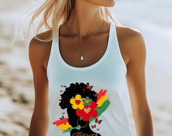Juneteenth Queen Racerback Tank Top: Black History, Black Freedom