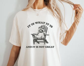 Funny Raccoon Comfort Colors T-Shirt: Mental Health Meme Top