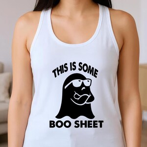 Funny Ghost Halloween Tank Top: Retro Boo Sheet Racerback