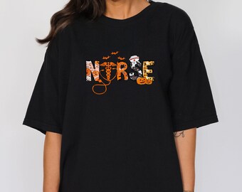Comfort Colors Halloween Nurse Shirt: Ghost Pumpkin RN Tee