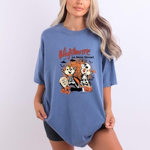 Comfort Colors Disney Halloween Nightmare on Main Street Tee Mickey Minnie Halloween Shirt, Vintage Disney Halloween Shirt, Nightmare Shirt.