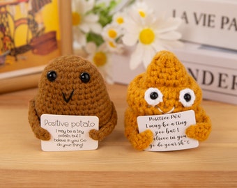 Emotional Support Potato Poo, Cute Positive Crochet Potato Poo, Personalized Crochet Potato Poo, Crochet Ornaments, Birthday Gifts