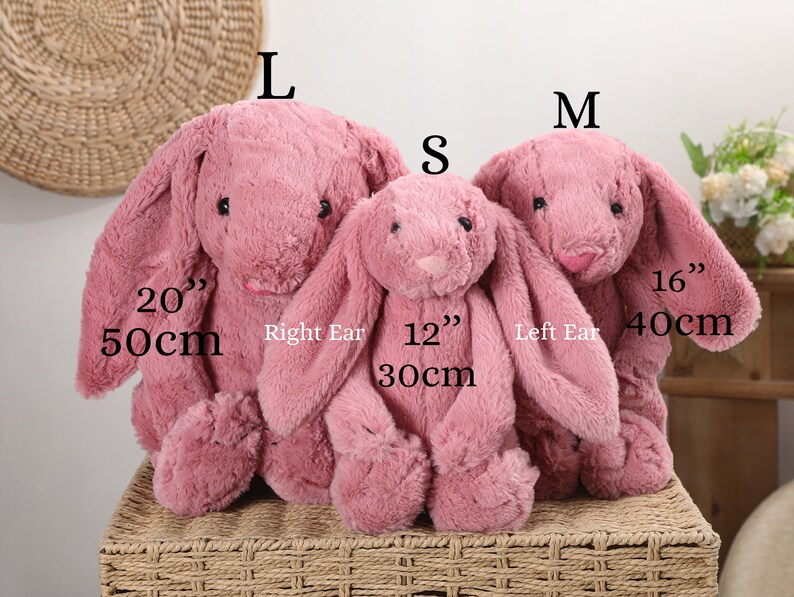 Conejo personalizado, conejito bordado personalizado, conejito monograma, regalo de bebé recién nacido, regalo de baby shower, peluche, conejito de felpa imagen 6