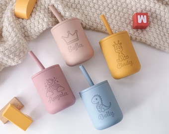 Engraved Silicone Cup 7oz, Personalized Toddler Silicone Cup, Toddler Training Cup, Baby Tumbler Gifts, 1st Birthday Gift