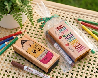 Personalized Whiteboard Eraser, Custom Eraser with Marker, Teacher Appreciation Gifts, Back to School Gift