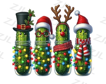 Funny Christmas Pickle Png, Cute Holiday Cucumber With Lights, Pickle Png, digital download, Pickle Lover Png, Holiday Cucumber png
