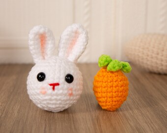 Petite peluche lapin au crochet, lapin au crochet fait main, carotte au crochet fait main, cadeau de naissance