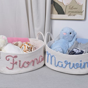 Personlig presentkorg för babyshower, presentkorg i bomull från rep, presentkorg för baby, leksakskorg, present till nyfödd, present till babynamn