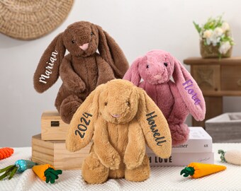 Lapin personnalisé, lapin brodé personnalisé, lapin à monogramme, cadeau pour nouveau-né, cadeau de baby shower, animal en peluche, lapin en peluche