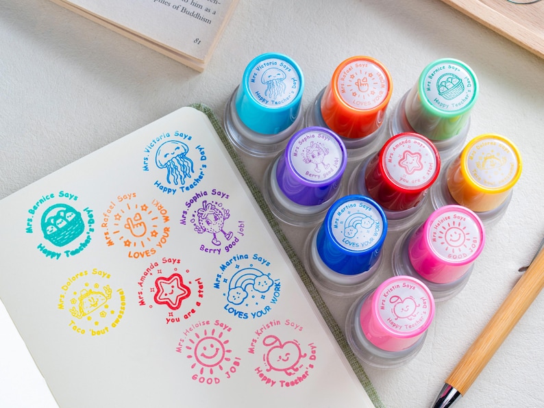 Personalized Teacher Stamp, Custom Classroom Stamps, Teacher Appreciation Gift image 2