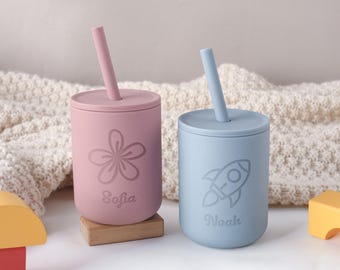 Personalized Silicone Cup with Name, Toddler Silicone Cup, Engraved Silicone Cup 7oz, Custom Toddler Gift, 1st Birthday Gift