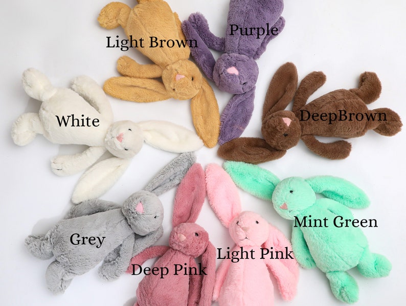 Conejo personalizado, conejito bordado personalizado, conejito monograma, regalo de bebé recién nacido, regalo de baby shower, peluche, conejito de felpa imagen 5