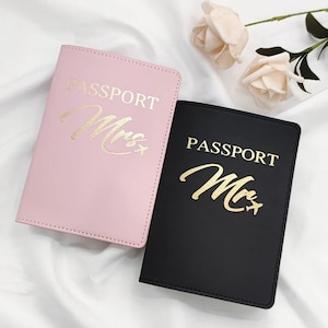 Gepersonaliseerde meneer mevrouw cadeau paar paspoortset, gepersonaliseerd paspoort, bruid bruidegom huwelijksreis cadeau, reisset, bruid, cadeaus voor haar