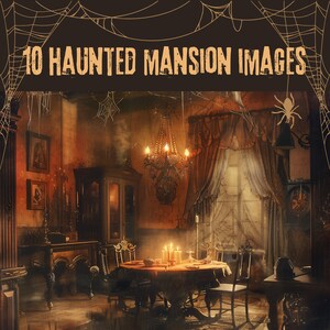 10 druckbare Halloween-Landschafts-Digitalpapiere, Haunted Mansion, Aquarell-Halloween-Szenen, gruselige Seiten, Download Junk Journal