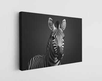 Lienzo decorativo de cebra: Arte animal monocromático - Impresión de alta calidad, resistente a la decoloración, decoración para el hogar