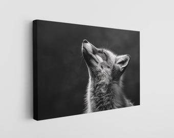 Lienzo decorativo de pared con diseño de zorro: Arte minimalista en blanco y negro, elemento decorativo para el hogar (opciones preestirado o enrollado, material duradero)