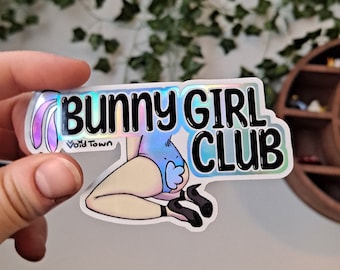 Pegatina holográfica Bunny Girl Club / Resistente a los rayos UV y al agua