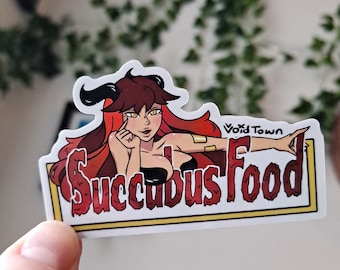 Pegatina holográfica Love Demon Food / Resistente a arañazos UV e impermeable