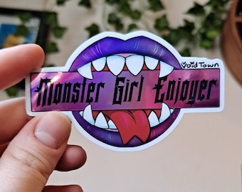 Pegatina holográfica de Monster Girl, resistente a los rayos UV y al agua.