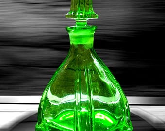 Uranium Glass Carafe of Karl Palda Rosolio liqueur Czech