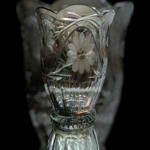 Collector’s Vintage Cut Glass Vase – Crystal Uranium/Manganese Glass, Green Fluorescence