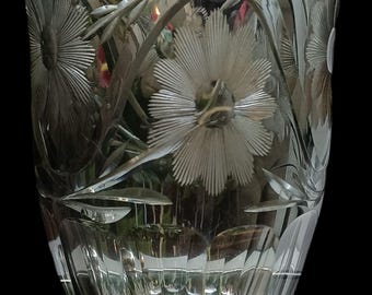 Collector’s Vintage Cut Glass Vase – Crystal Uranium/Manganese Glass, Green Fluorescence