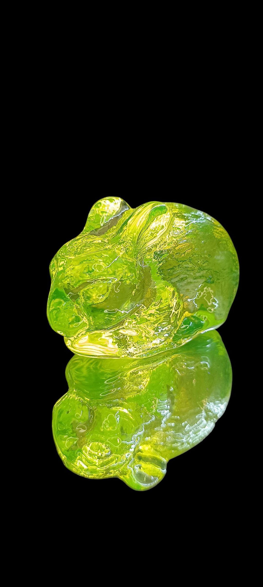 Glowing Uranium Glass Bunny Figurine – Vintage Style Collectible ...