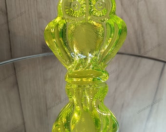 Small Yellow Uranium Glass Owl Figurine – Unique Collector’s Piece