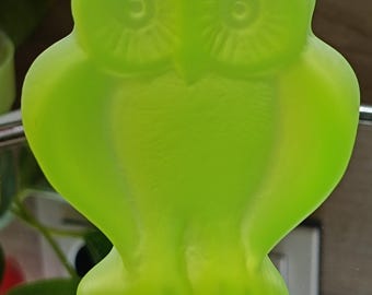 Small Matte Uranium Glass Owl Figurine – Elegant Collector’s Piece
