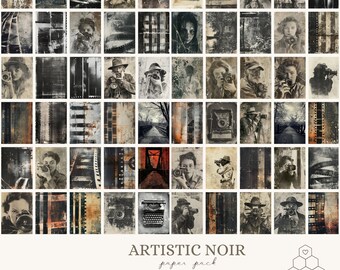 Lot de 60 photographies d'art grunge - Noir artistique, trois tailles, pour journaux indésirables - créations numériques, usage commercial