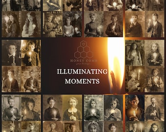 Illuminer des moments - 45 portraits vintage avec ampoules et bougies, Junk Journal imprimable, Art numérique, photographies de personnes vintage, CU