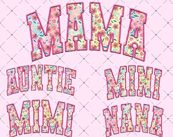 Floral Mama Embroidered png, Mama varsity PNG, Mama png, Mother's day png, Embroidery mama png sublimation, Floral Mama Png, Mama Png Bundle
