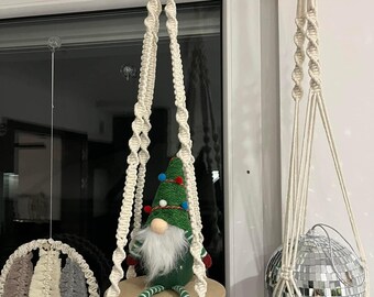 Hanging macrame flower stand table